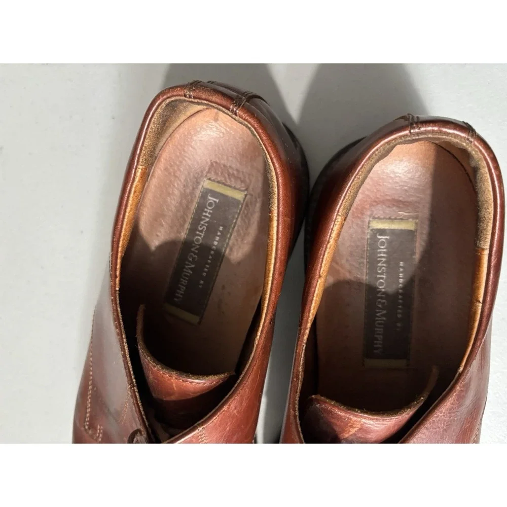 J. Murphy Johnston & Murphy Cap Toe Derby Mens 12 Brown Leather Classic Office